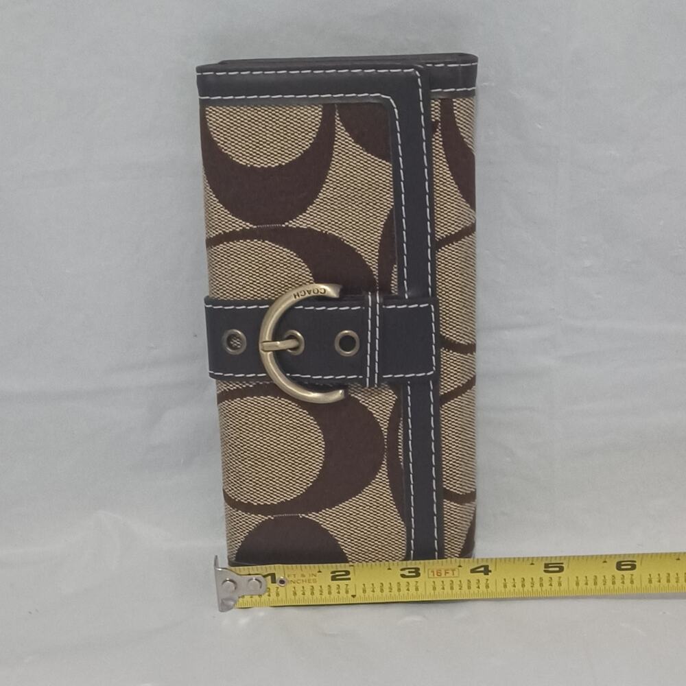 Vintage Coach Soho Signature Jacquard Buckle Trifold Wallet - Brown / Khaki - Picture 6 of 6